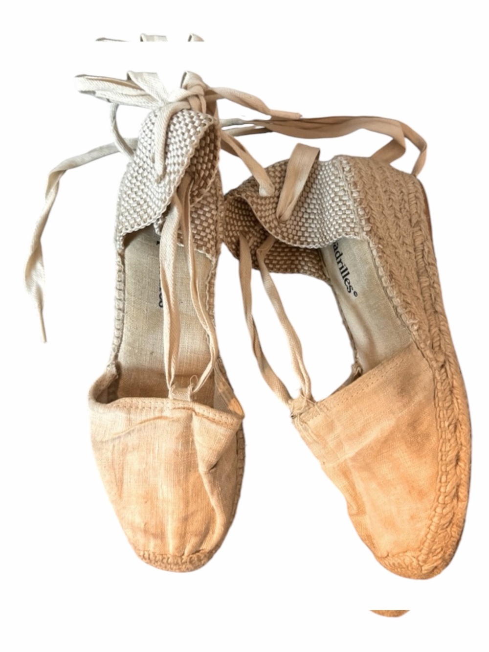 Handmade genuine Spanish White Cream Lace Up Espadrilles